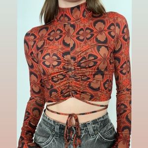 Turtle neck with scrunch stitching, size xs